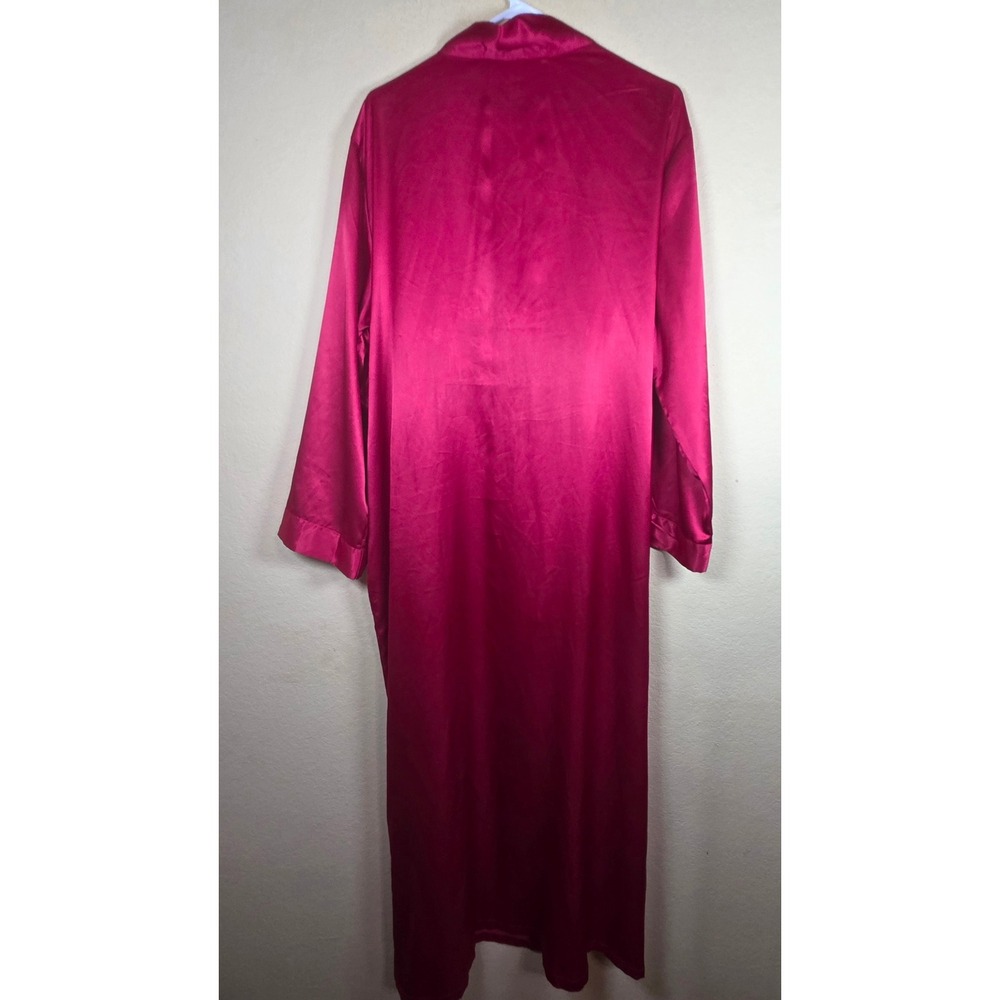 Victoria Secret Fuchsia Pink Satin Maxi Robe Long Sleeve M/L kimono lounge READ - Picture 7 of 7